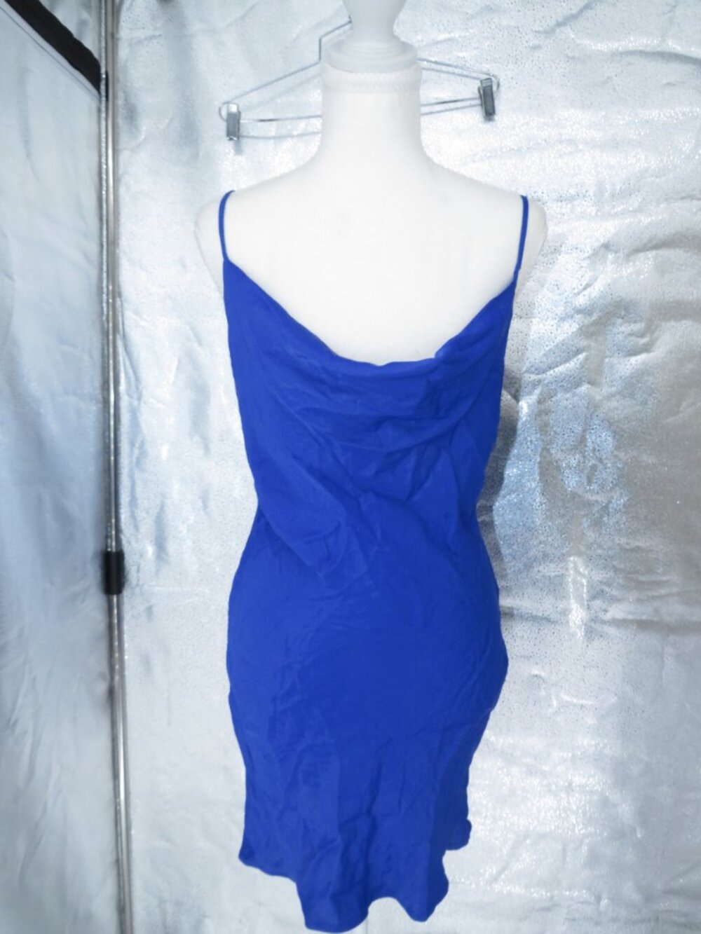 Bershka Royal Blue Slip Dress Medium Cami Mini Bodycon Y2K Party Night Out Strap